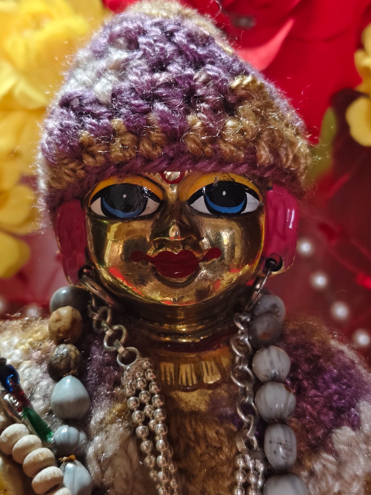 Laddu Gopal Ji purple gold outfit